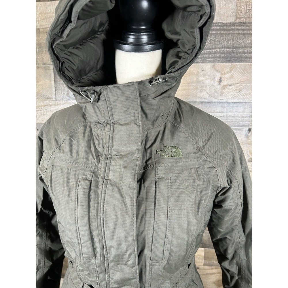 The North Face HyVent‎ Olive Green Belted Down Insulated Puffer Jacket Women's S - Picture 3 of 12
